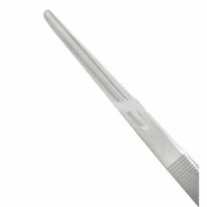 Sterile dental scalpel handle for precise dental procedures and oral surgery.