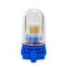 Bright orange dental air filter with blue base for dental equipment maintenance and clean air flow in dental clinics.